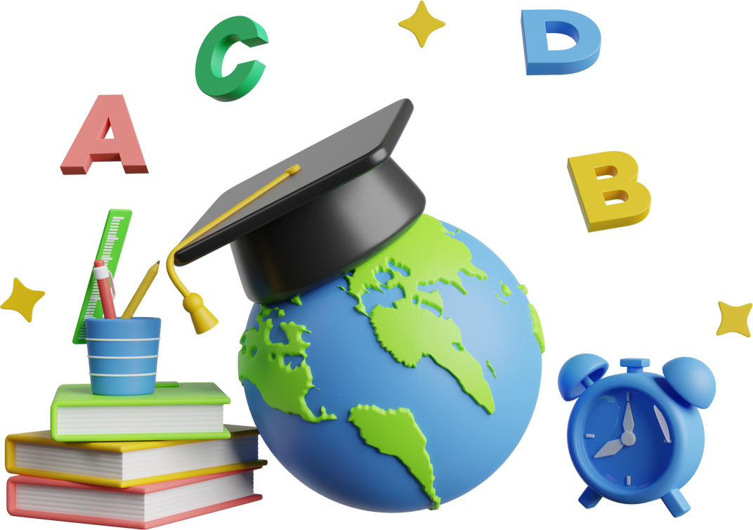 Global Education 3D Illustration